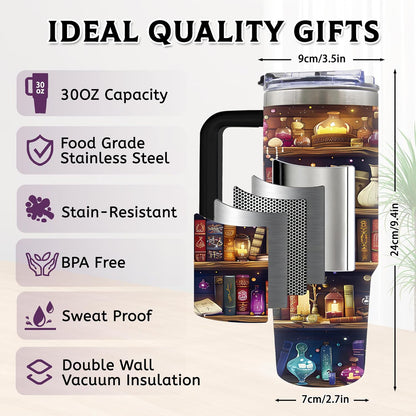 30oz Read Tumbler with Handle & Straw, Bookish Gifts for Women, Booklover | Read Stainless Steel Water Bottle for Readers Librarian, Christmas Birthday Gifts, Reading Accessories Travel Mug 1 Pcs