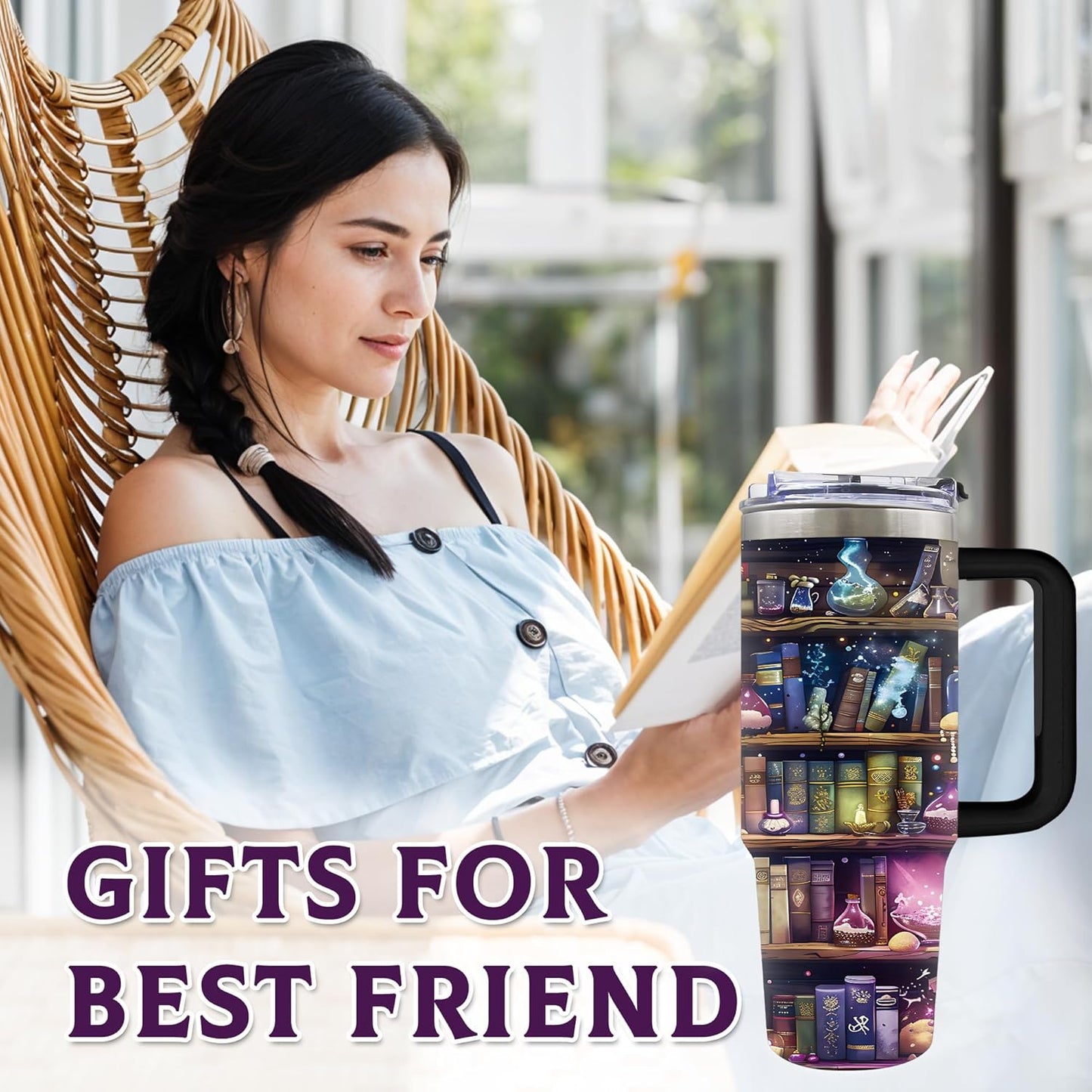 30oz Read Tumbler with Handle & Straw, Bookish Gifts for Women, Booklover | Read Stainless Steel Water Bottle for Readers Librarian, Christmas Birthday Gifts, Reading Accessories Travel Mug 1 Pcs