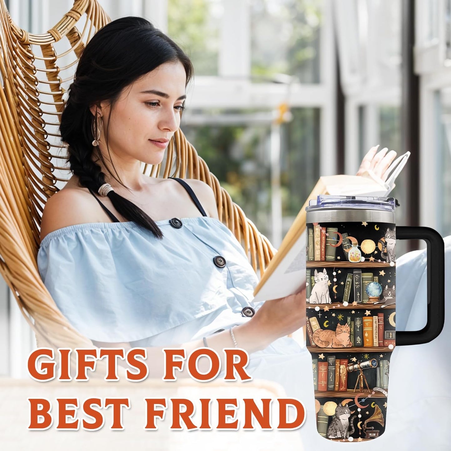 30oz Read Tumbler with Handle & Straw, Bookish Gifts for Women, Booklover | Read Stainless Steel Water Bottle for Readers Librarian, Christmas Birthday Gifts, Reading Accessories Travel Mug 1 Pcs