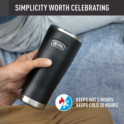 Icon Series 24oz Stainless Steel Tumbler with Slide Lock Lid, Leakproof, Fits Cupholder, Dishwasher Safe, Griptec™ Non‑Slip Base, Keeps Drinks Hot 6 Hrs/Cold 22 Hrs, Mystic Navy