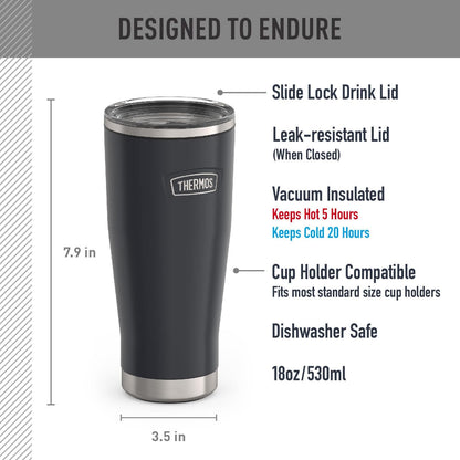 Icon Series 24oz Stainless Steel Tumbler with Slide Lock Lid, Leakproof, Fits Cupholder, Dishwasher Safe, Griptec™ Non‑Slip Base, Keeps Drinks Hot 6 Hrs/Cold 22 Hrs, Mystic Navy