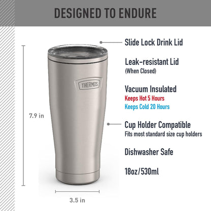 Icon Series 24oz Stainless Steel Tumbler with Slide Lock Lid, Leakproof, Fits Cupholder, Dishwasher Safe, Griptec™ Non‑Slip Base, Keeps Drinks Hot 6 Hrs/Cold 22 Hrs, Mystic Navy