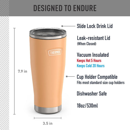 Icon Series 24oz Stainless Steel Tumbler with Slide Lock Lid, Leakproof, Fits Cupholder, Dishwasher Safe, Griptec™ Non‑Slip Base, Keeps Drinks Hot 6 Hrs/Cold 22 Hrs, Mystic Navy