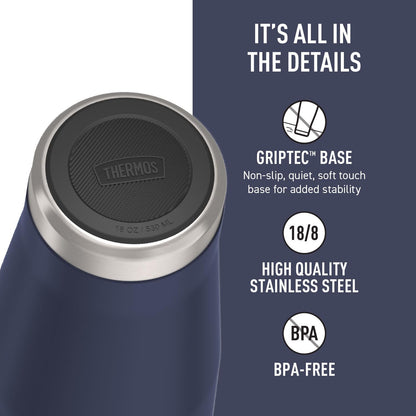 Icon Series 24oz Stainless Steel Tumbler with Slide Lock Lid, Leakproof, Fits Cupholder, Dishwasher Safe, Griptec™ Non‑Slip Base, Keeps Drinks Hot 6 Hrs/Cold 22 Hrs, Mystic Navy