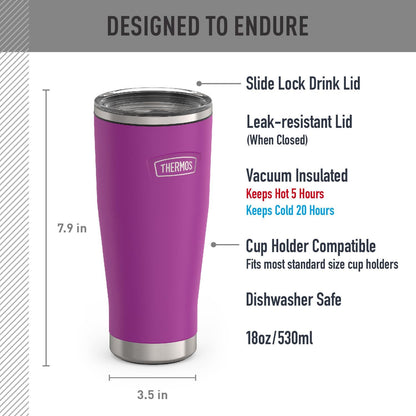 Icon Series 24oz Stainless Steel Tumbler with Slide Lock Lid, Leakproof, Fits Cupholder, Dishwasher Safe, Griptec™ Non‑Slip Base, Keeps Drinks Hot 6 Hrs/Cold 22 Hrs, Mystic Navy