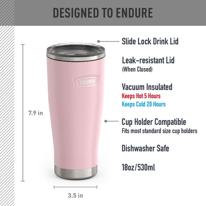 Icon Series 24oz Stainless Steel Tumbler with Slide Lock Lid, Leakproof, Fits Cupholder, Dishwasher Safe, Griptec™ Non‑Slip Base, Keeps Drinks Hot 6 Hrs/Cold 22 Hrs, Mystic Navy