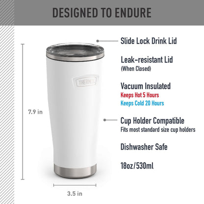 Icon Series 24oz Stainless Steel Tumbler with Slide Lock Lid, Leakproof, Fits Cupholder, Dishwasher Safe, Griptec™ Non‑Slip Base, Keeps Drinks Hot 6 Hrs/Cold 22 Hrs, Mystic Navy