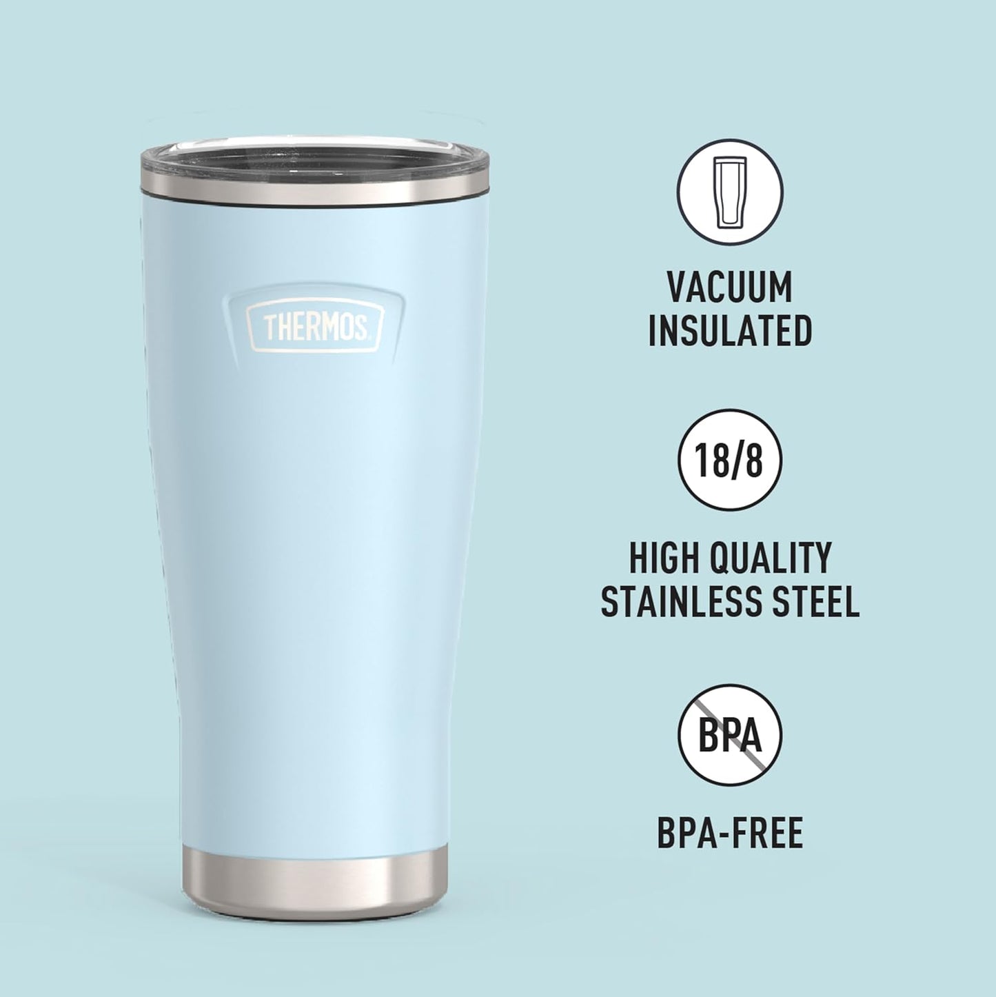 Icon Series 24oz Stainless Steel Tumbler with Slide Lock Lid, Leakproof, Fits Cupholder, Dishwasher Safe, Griptec™ Non‑Slip Base, Keeps Drinks Hot 6 Hrs/Cold 22 Hrs, Mystic Navy