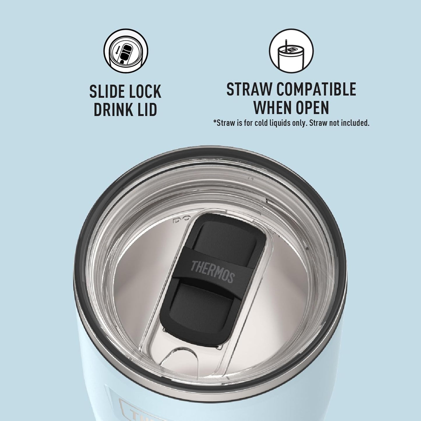 Icon Series 24oz Stainless Steel Tumbler with Slide Lock Lid, Leakproof, Fits Cupholder, Dishwasher Safe, Griptec™ Non‑Slip Base, Keeps Drinks Hot 6 Hrs/Cold 22 Hrs, Mystic Navy