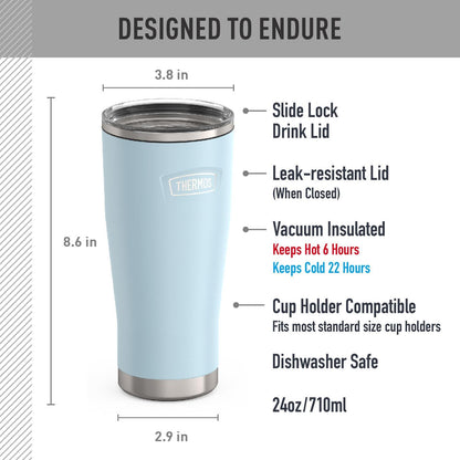 Icon Series 24oz Stainless Steel Tumbler with Slide Lock Lid, Leakproof, Fits Cupholder, Dishwasher Safe, Griptec™ Non‑Slip Base, Keeps Drinks Hot 6 Hrs/Cold 22 Hrs, Mystic Navy