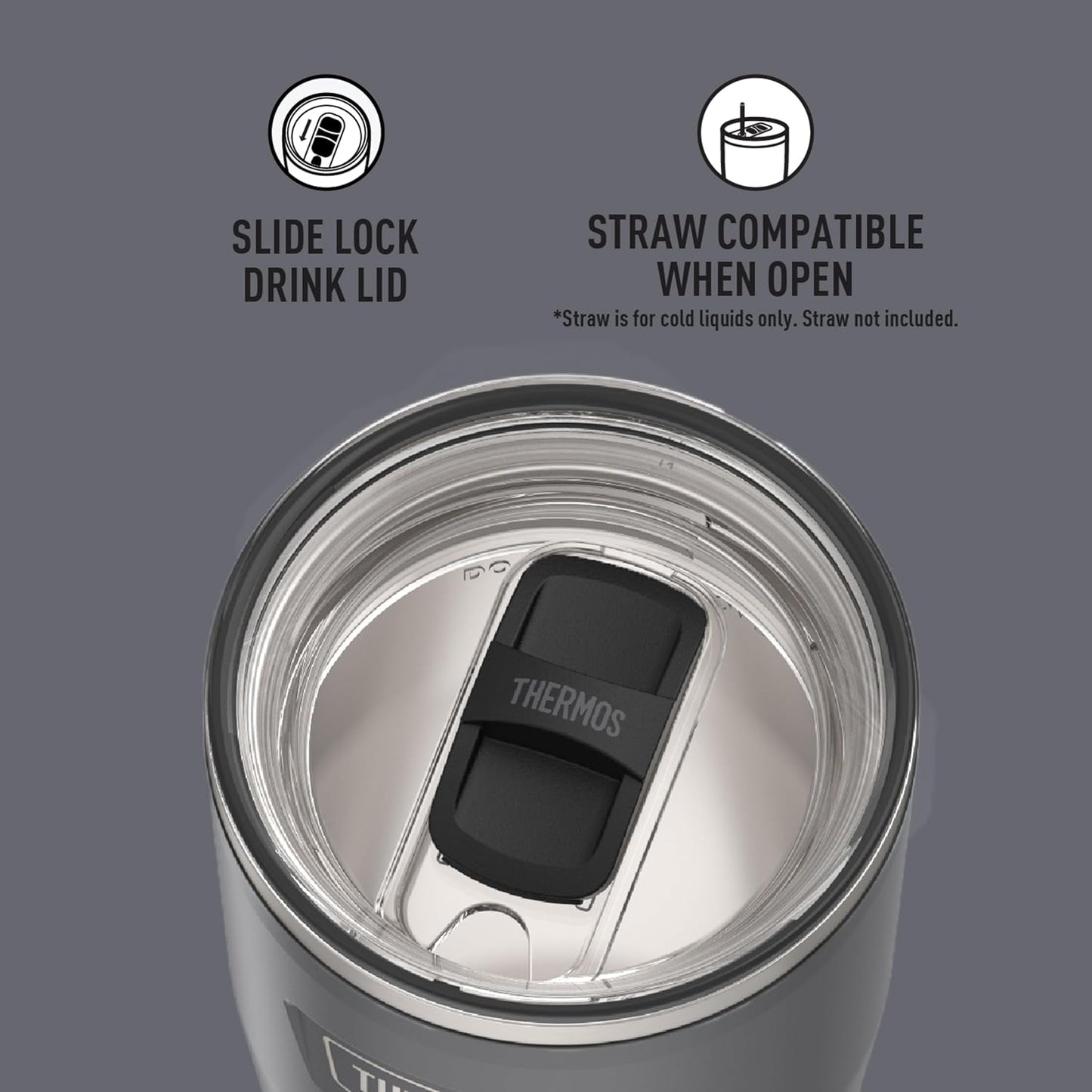 Icon Series 24oz Stainless Steel Tumbler with Slide Lock Lid, Leakproof, Fits Cupholder, Dishwasher Safe, Griptec™ Non‑Slip Base, Keeps Drinks Hot 6 Hrs/Cold 22 Hrs, Mystic Navy