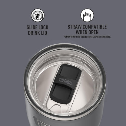 Icon Series 24oz Stainless Steel Tumbler with Slide Lock Lid, Leakproof, Fits Cupholder, Dishwasher Safe, Griptec™ Non‑Slip Base, Keeps Drinks Hot 6 Hrs/Cold 22 Hrs, Mystic Navy