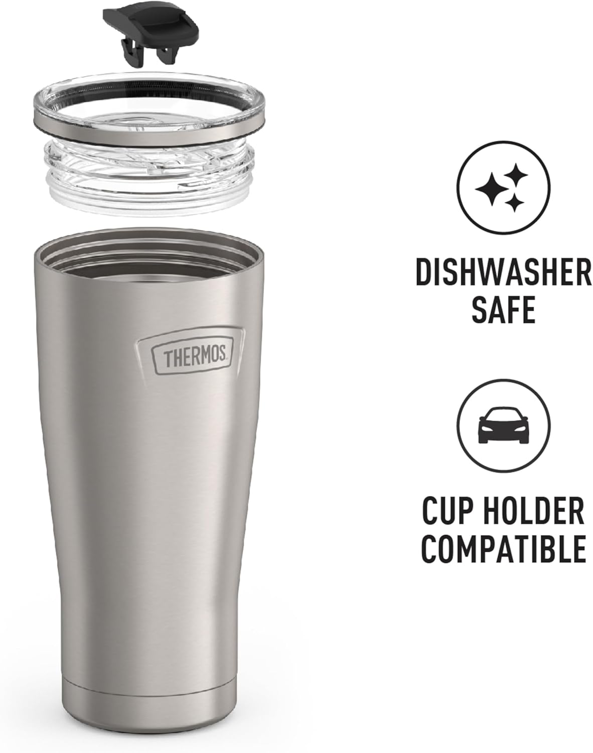 Icon Series 24oz Stainless Steel Tumbler with Slide Lock Lid, Leakproof, Fits Cupholder, Dishwasher Safe, Griptec™ Non‑Slip Base, Keeps Drinks Hot 6 Hrs/Cold 22 Hrs, Mystic Navy