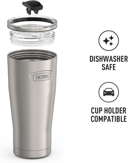 Icon Series 24oz Stainless Steel Tumbler with Slide Lock Lid, Leakproof, Fits Cupholder, Dishwasher Safe, Griptec™ Non‑Slip Base, Keeps Drinks Hot 6 Hrs/Cold 22 Hrs, Mystic Navy