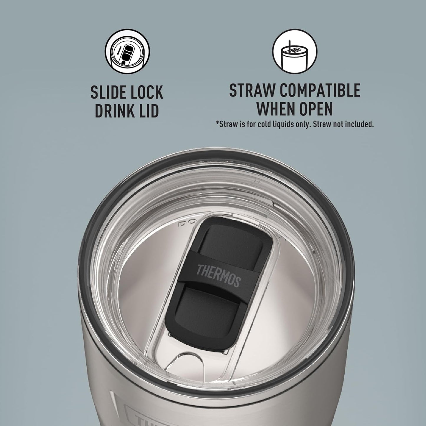 Icon Series 24oz Stainless Steel Tumbler with Slide Lock Lid, Leakproof, Fits Cupholder, Dishwasher Safe, Griptec™ Non‑Slip Base, Keeps Drinks Hot 6 Hrs/Cold 22 Hrs, Mystic Navy
