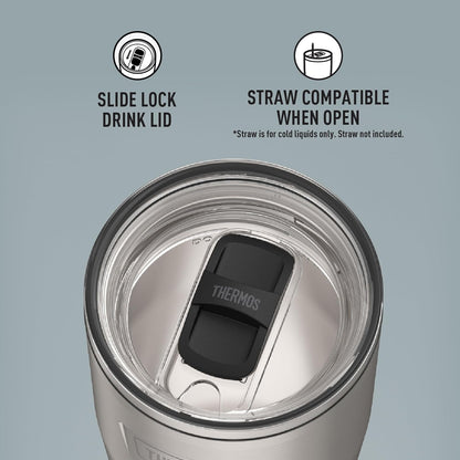 Icon Series 24oz Stainless Steel Tumbler with Slide Lock Lid, Leakproof, Fits Cupholder, Dishwasher Safe, Griptec™ Non‑Slip Base, Keeps Drinks Hot 6 Hrs/Cold 22 Hrs, Mystic Navy
