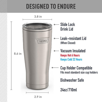 Icon Series 24oz Stainless Steel Tumbler with Slide Lock Lid, Leakproof, Fits Cupholder, Dishwasher Safe, Griptec™ Non‑Slip Base, Keeps Drinks Hot 6 Hrs/Cold 22 Hrs, Mystic Navy