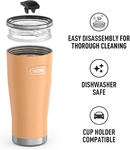 Icon Series 24oz Stainless Steel Tumbler with Slide Lock Lid, Leakproof, Fits Cupholder, Dishwasher Safe, Griptec™ Non‑Slip Base, Keeps Drinks Hot 6 Hrs/Cold 22 Hrs, Mystic Navy