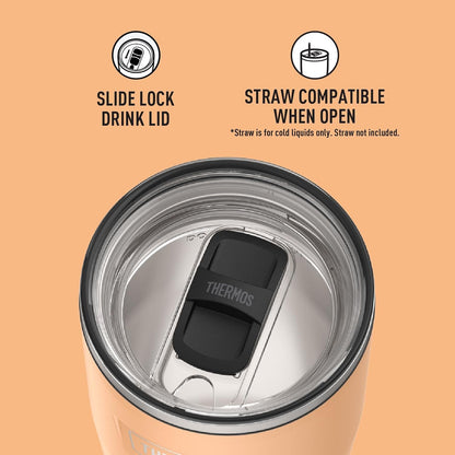 Icon Series 24oz Stainless Steel Tumbler with Slide Lock Lid, Leakproof, Fits Cupholder, Dishwasher Safe, Griptec™ Non‑Slip Base, Keeps Drinks Hot 6 Hrs/Cold 22 Hrs, Mystic Navy