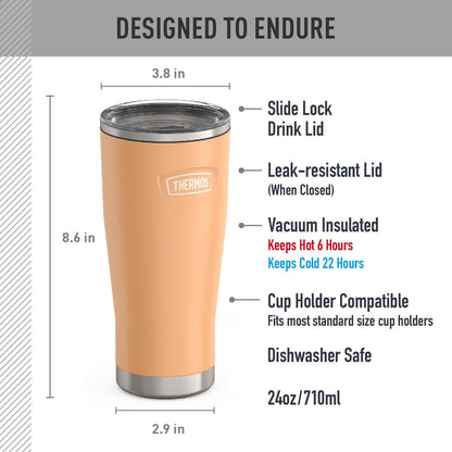 Icon Series 24oz Stainless Steel Tumbler with Slide Lock Lid, Leakproof, Fits Cupholder, Dishwasher Safe, Griptec™ Non‑Slip Base, Keeps Drinks Hot 6 Hrs/Cold 22 Hrs, Mystic Navy