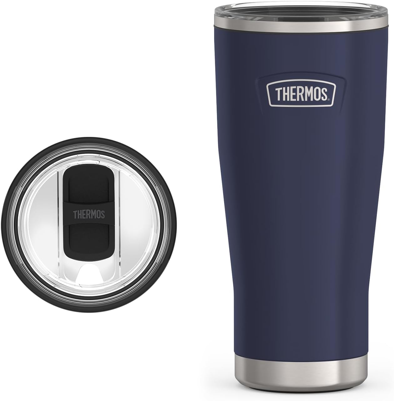 Icon Series 24oz Stainless Steel Tumbler with Slide Lock Lid, Leakproof, Fits Cupholder, Dishwasher Safe, Griptec™ Non‑Slip Base, Keeps Drinks Hot 6 Hrs/Cold 22 Hrs, Mystic Navy