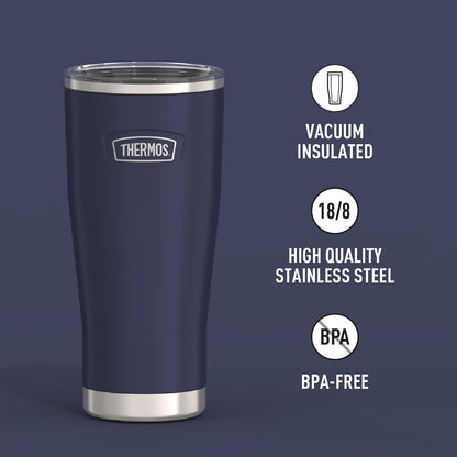 Icon Series 24oz Stainless Steel Tumbler with Slide Lock Lid, Leakproof, Fits Cupholder, Dishwasher Safe, Griptec™ Non‑Slip Base, Keeps Drinks Hot 6 Hrs/Cold 22 Hrs, Mystic Navy