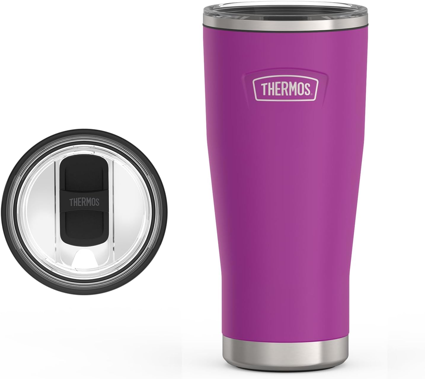 Icon Series 24oz Stainless Steel Tumbler with Slide Lock Lid, Leakproof, Fits Cupholder, Dishwasher Safe, Griptec™ Non‑Slip Base, Keeps Drinks Hot 6 Hrs/Cold 22 Hrs, Mystic Navy