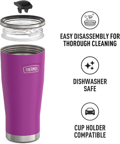 Icon Series 24oz Stainless Steel Tumbler with Slide Lock Lid, Leakproof, Fits Cupholder, Dishwasher Safe, Griptec™ Non‑Slip Base, Keeps Drinks Hot 6 Hrs/Cold 22 Hrs, Mystic Navy