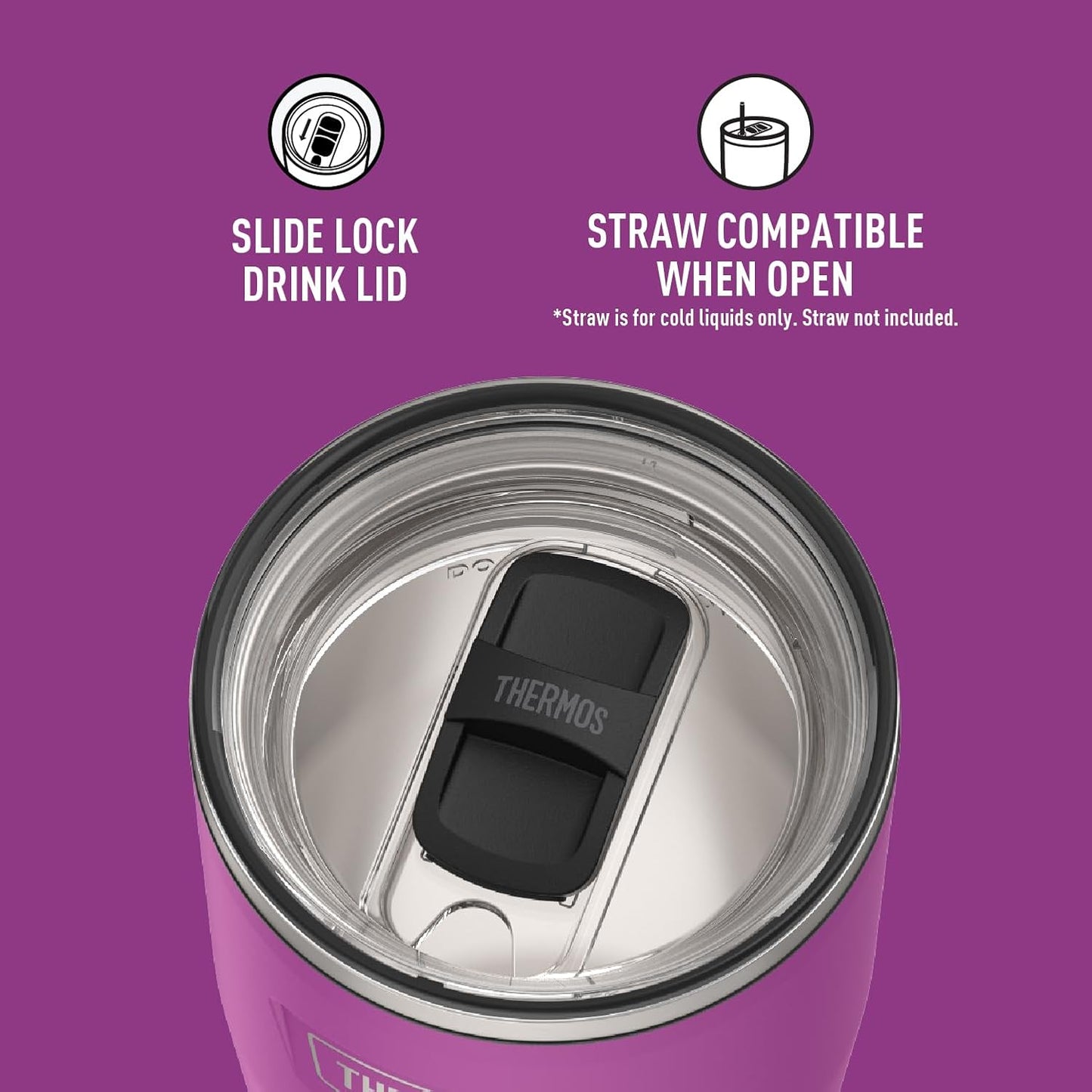 Icon Series 24oz Stainless Steel Tumbler with Slide Lock Lid, Leakproof, Fits Cupholder, Dishwasher Safe, Griptec™ Non‑Slip Base, Keeps Drinks Hot 6 Hrs/Cold 22 Hrs, Mystic Navy