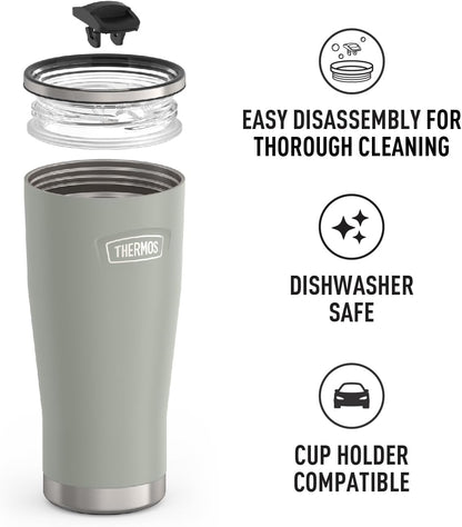 Icon Series 24oz Stainless Steel Tumbler with Slide Lock Lid, Leakproof, Fits Cupholder, Dishwasher Safe, Griptec™ Non‑Slip Base, Keeps Drinks Hot 6 Hrs/Cold 22 Hrs, Mystic Navy