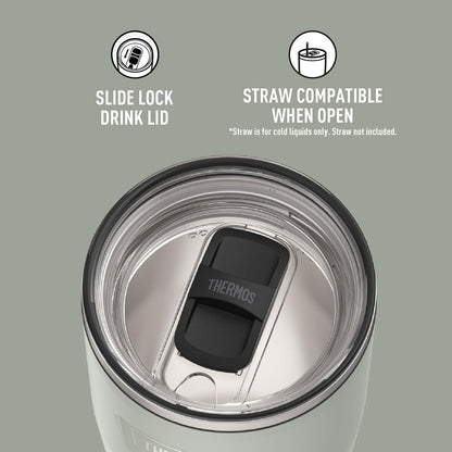 Icon Series 24oz Stainless Steel Tumbler with Slide Lock Lid, Leakproof, Fits Cupholder, Dishwasher Safe, Griptec™ Non‑Slip Base, Keeps Drinks Hot 6 Hrs/Cold 22 Hrs, Mystic Navy