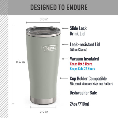Icon Series 24oz Stainless Steel Tumbler with Slide Lock Lid, Leakproof, Fits Cupholder, Dishwasher Safe, Griptec™ Non‑Slip Base, Keeps Drinks Hot 6 Hrs/Cold 22 Hrs, Mystic Navy