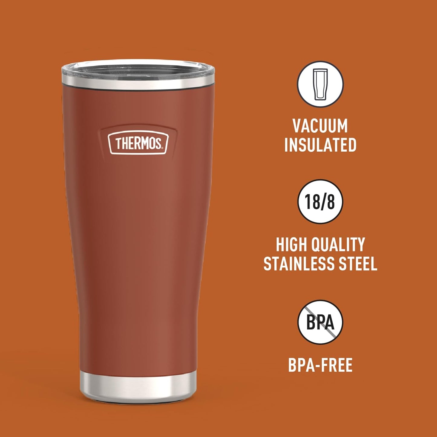 Icon Series 24oz Stainless Steel Tumbler with Slide Lock Lid, Leakproof, Fits Cupholder, Dishwasher Safe, Griptec™ Non‑Slip Base, Keeps Drinks Hot 6 Hrs/Cold 22 Hrs, Mystic Navy