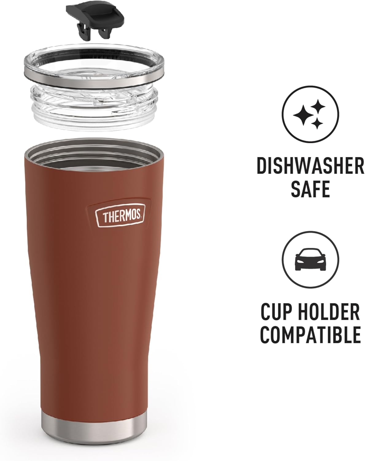 Icon Series 24oz Stainless Steel Tumbler with Slide Lock Lid, Leakproof, Fits Cupholder, Dishwasher Safe, Griptec™ Non‑Slip Base, Keeps Drinks Hot 6 Hrs/Cold 22 Hrs, Mystic Navy