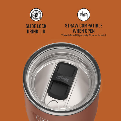 Icon Series 24oz Stainless Steel Tumbler with Slide Lock Lid, Leakproof, Fits Cupholder, Dishwasher Safe, Griptec™ Non‑Slip Base, Keeps Drinks Hot 6 Hrs/Cold 22 Hrs, Mystic Navy