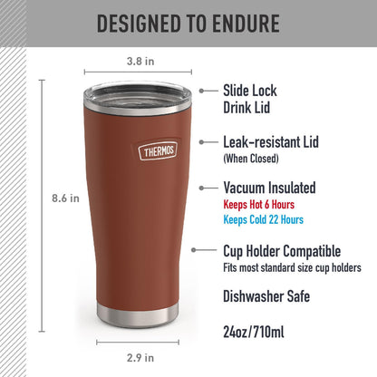 Icon Series 24oz Stainless Steel Tumbler with Slide Lock Lid, Leakproof, Fits Cupholder, Dishwasher Safe, Griptec™ Non‑Slip Base, Keeps Drinks Hot 6 Hrs/Cold 22 Hrs, Mystic Navy