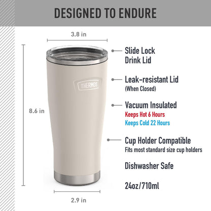 Icon Series 24oz Stainless Steel Tumbler with Slide Lock Lid, Leakproof, Fits Cupholder, Dishwasher Safe, Griptec™ Non‑Slip Base, Keeps Drinks Hot 6 Hrs/Cold 22 Hrs, Mystic Navy