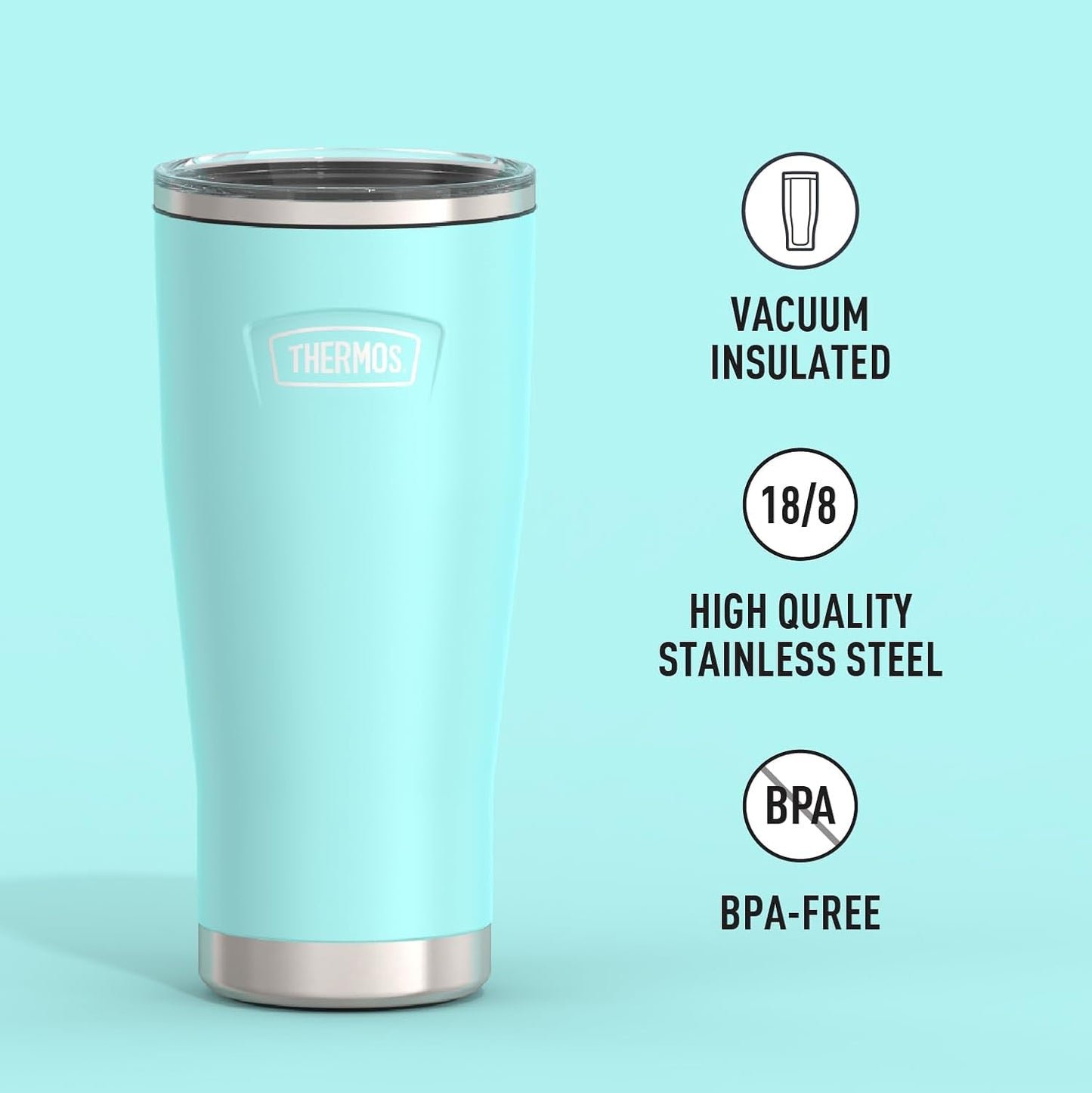 Icon Series 24oz Stainless Steel Tumbler with Slide Lock Lid, Leakproof, Fits Cupholder, Dishwasher Safe, Griptec™ Non‑Slip Base, Keeps Drinks Hot 6 Hrs/Cold 22 Hrs, Mystic Navy