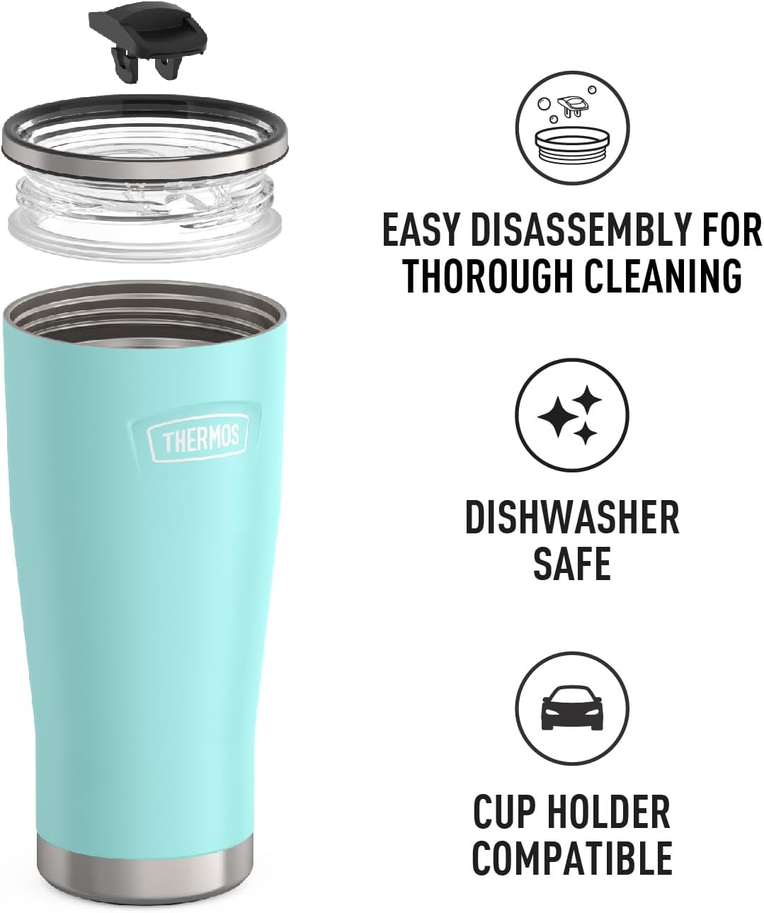 Icon Series 24oz Stainless Steel Tumbler with Slide Lock Lid, Leakproof, Fits Cupholder, Dishwasher Safe, Griptec™ Non‑Slip Base, Keeps Drinks Hot 6 Hrs/Cold 22 Hrs, Mystic Navy