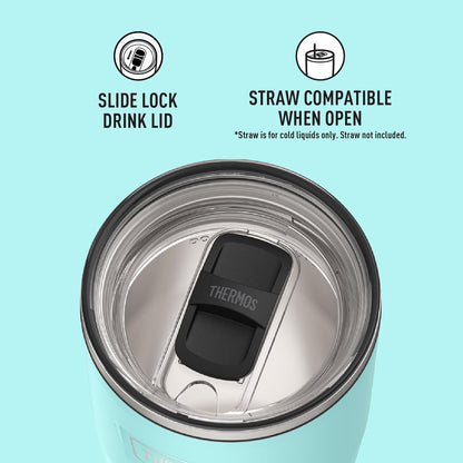 Icon Series 24oz Stainless Steel Tumbler with Slide Lock Lid, Leakproof, Fits Cupholder, Dishwasher Safe, Griptec™ Non‑Slip Base, Keeps Drinks Hot 6 Hrs/Cold 22 Hrs, Mystic Navy