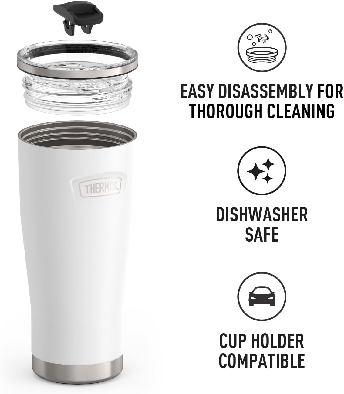 Icon Series 24oz Stainless Steel Tumbler with Slide Lock Lid, Leakproof, Fits Cupholder, Dishwasher Safe, Griptec™ Non‑Slip Base, Keeps Drinks Hot 6 Hrs/Cold 22 Hrs, Mystic Navy