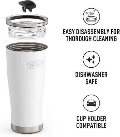 Icon Series 24oz Stainless Steel Tumbler with Slide Lock Lid, Leakproof, Fits Cupholder, Dishwasher Safe, Griptec™ Non‑Slip Base, Keeps Drinks Hot 6 Hrs/Cold 22 Hrs, Mystic Navy
