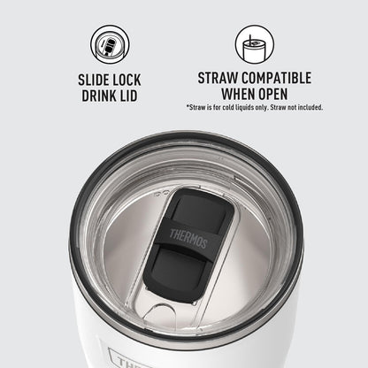 Icon Series 24oz Stainless Steel Tumbler with Slide Lock Lid, Leakproof, Fits Cupholder, Dishwasher Safe, Griptec™ Non‑Slip Base, Keeps Drinks Hot 6 Hrs/Cold 22 Hrs, Mystic Navy