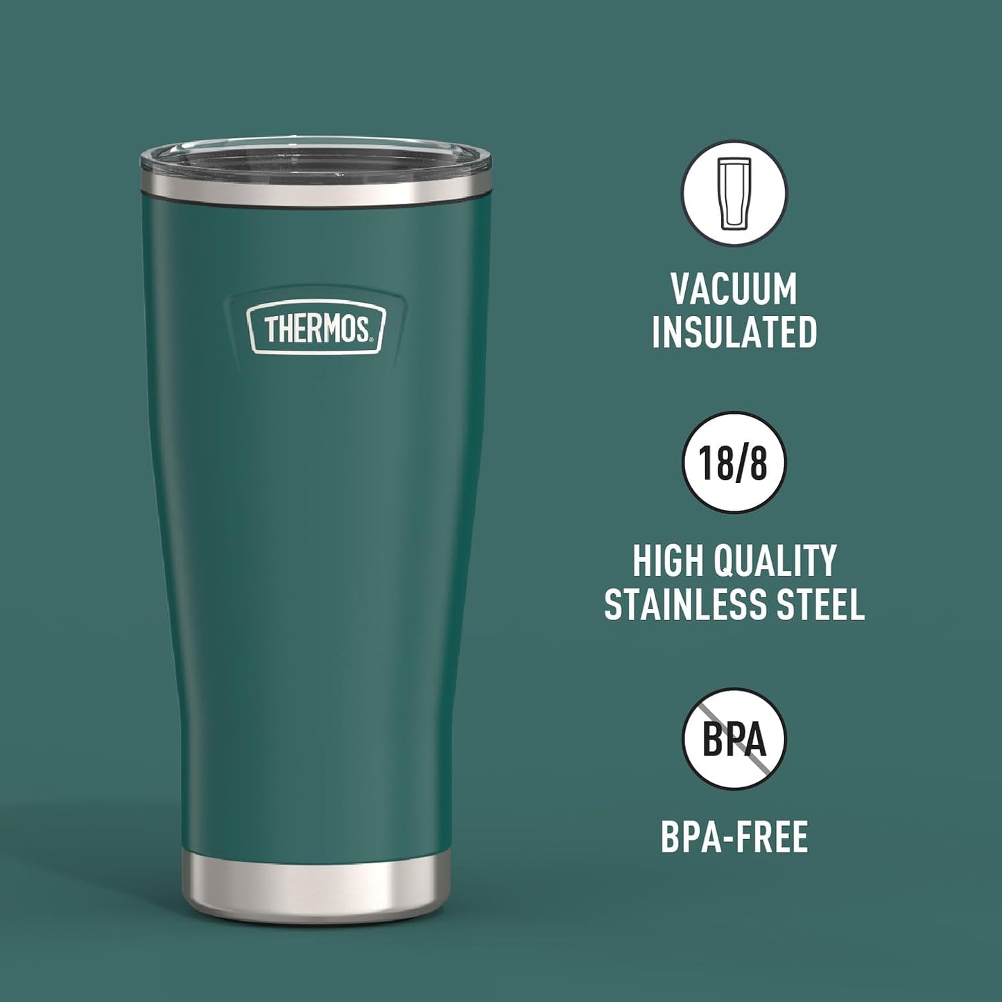 Icon Series 24oz Stainless Steel Tumbler with Slide Lock Lid, Leakproof, Fits Cupholder, Dishwasher Safe, Griptec™ Non‑Slip Base, Keeps Drinks Hot 6 Hrs/Cold 22 Hrs, Mystic Navy