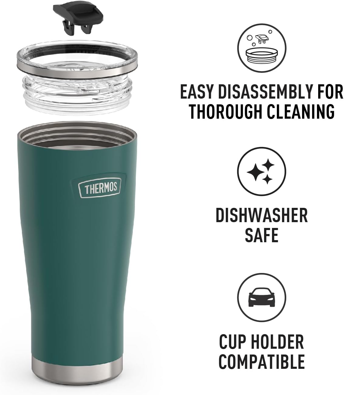 Icon Series 24oz Stainless Steel Tumbler with Slide Lock Lid, Leakproof, Fits Cupholder, Dishwasher Safe, Griptec™ Non‑Slip Base, Keeps Drinks Hot 6 Hrs/Cold 22 Hrs, Mystic Navy