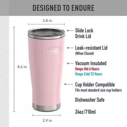 Icon Series 24oz Stainless Steel Tumbler with Slide Lock Lid, Leakproof, Fits Cupholder, Dishwasher Safe, Griptec™ Non‑Slip Base, Keeps Drinks Hot 6 Hrs/Cold 22 Hrs, Mystic Navy