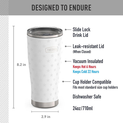 Icon Series 24oz Stainless Steel Tumbler with Slide Lock Lid, Leakproof, Fits Cupholder, Dishwasher Safe, Griptec™ Non‑Slip Base, Keeps Drinks Hot 6 Hrs/Cold 22 Hrs, Mystic Navy