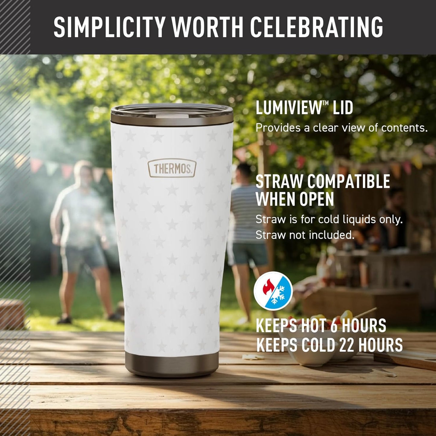 Icon Series 24oz Stainless Steel Tumbler with Slide Lock Lid, Leakproof, Fits Cupholder, Dishwasher Safe, Griptec™ Non‑Slip Base, Keeps Drinks Hot 6 Hrs/Cold 22 Hrs, Mystic Navy