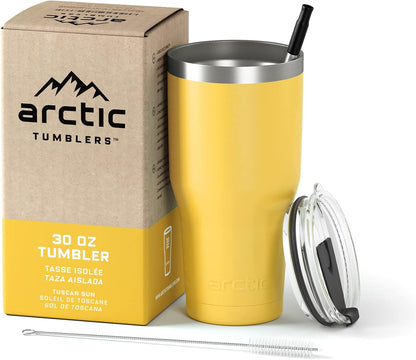 30 oz Tuscan Sun Insulated Tumbler with Straw & Cleaner - Retains Temperature up to 24hrs - Non-Spill Splash Proof Lid, Double Wall Vacuum Technology, BPA Free & Built to Last