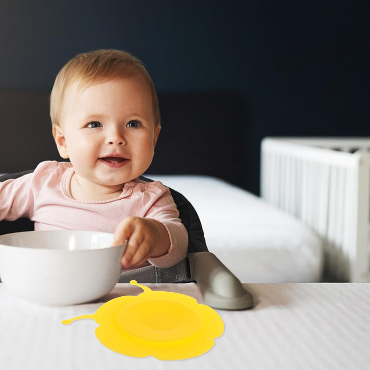 Anti-Slip Baby Bowl Mat Silicone Suction Pad for Feeding Yellow